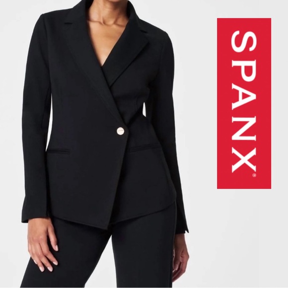 NWT - SPANX Women's - Perfect Asym Tailored Blazer - Black - Size Medium